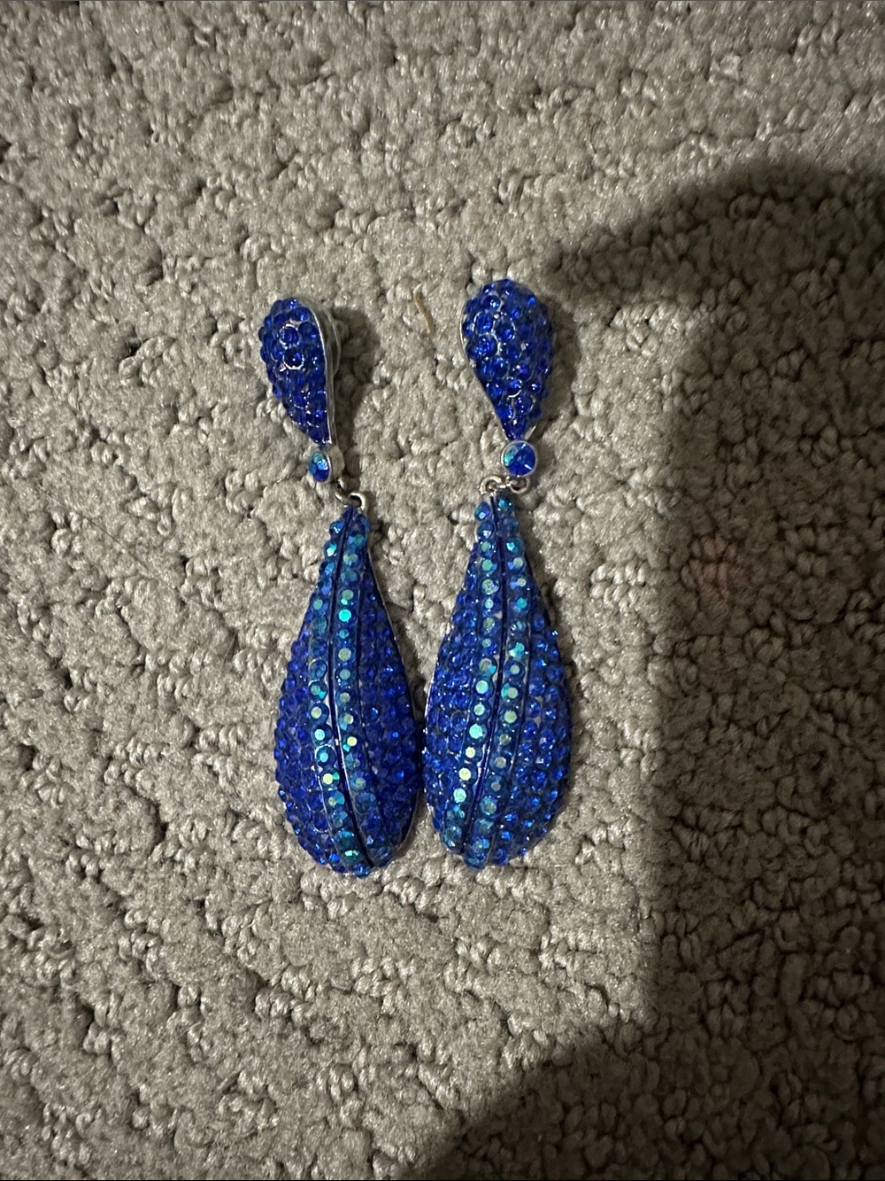 Blue Crystal Teardrop Statement Earrings - Women's Jewelry